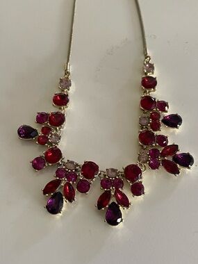 Nine West Red & Purple Crystal Bib Necklace